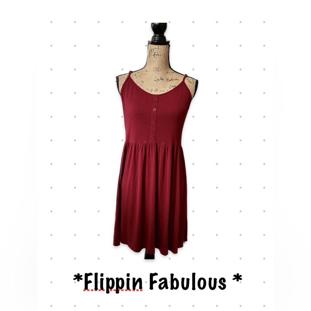 Sunglory~burgandy spaghetti strap dress size large